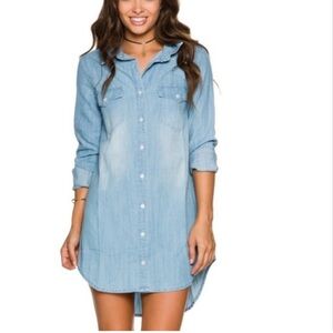 Volcom Light Blue Denim Shirt dress size XS